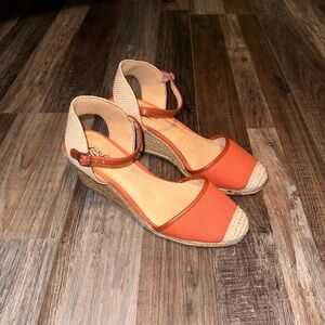Lucky Brand Orange Espadrille Wedges